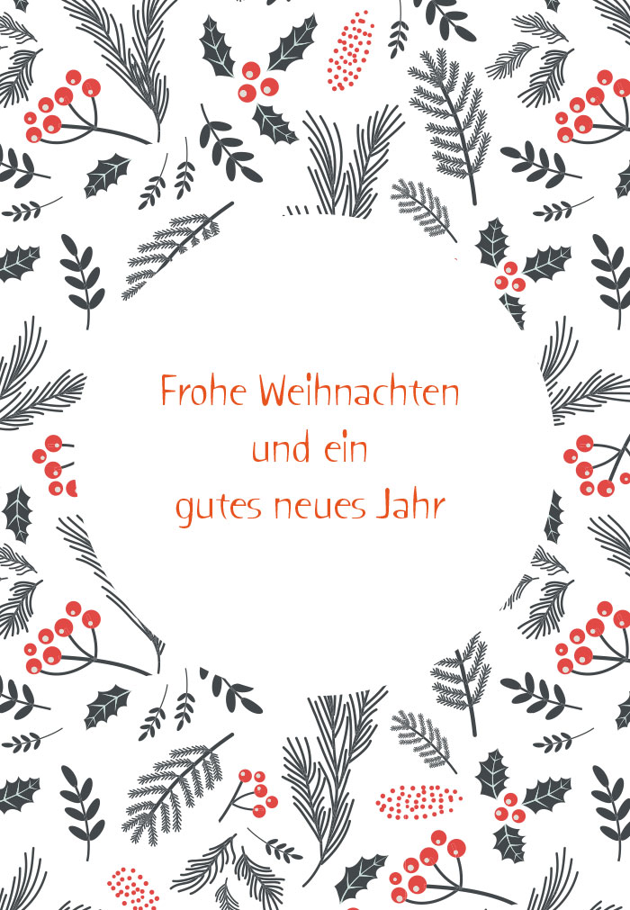 Weihnachten - gemalte Beeren, Zweige und Ölzweige