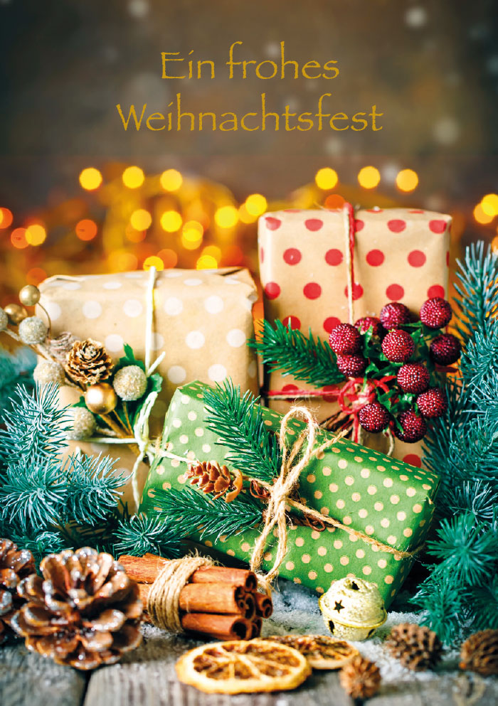 Weihnachten - Kleine Kartengrüße viele bunte Geschenke