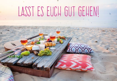 Gute Laune Gr??e an den Norden - Picknick am Strand