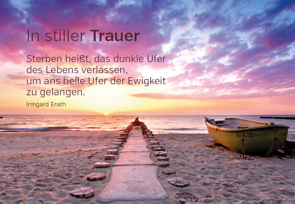 Trauer - Steg am Strand im Sonnenuntergang