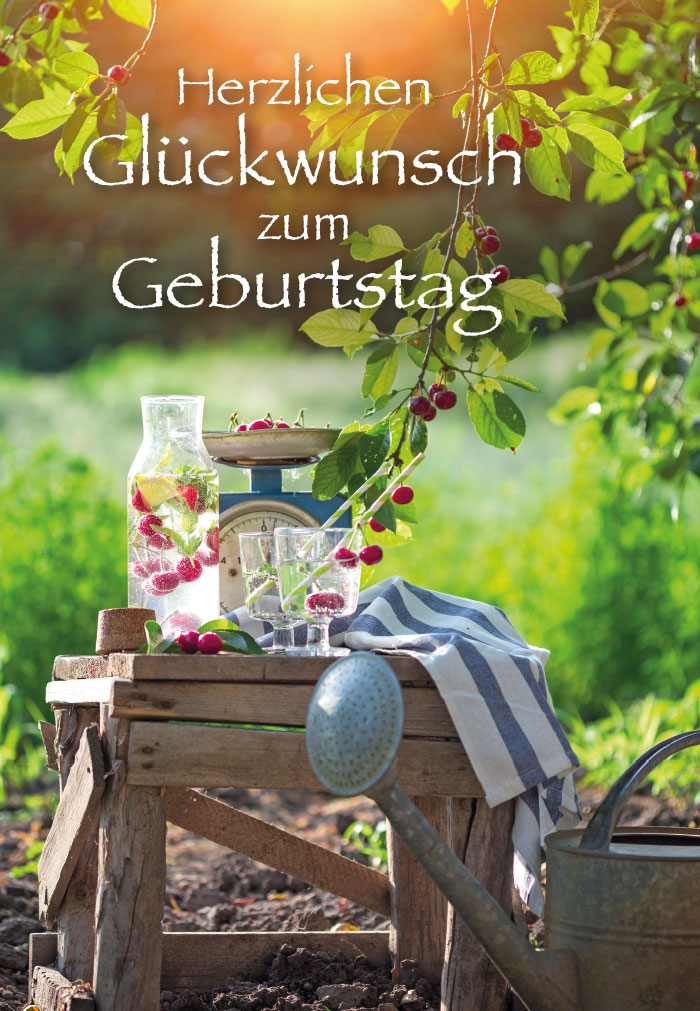 Geburtstag - gedeckter Tisch im Grünen
