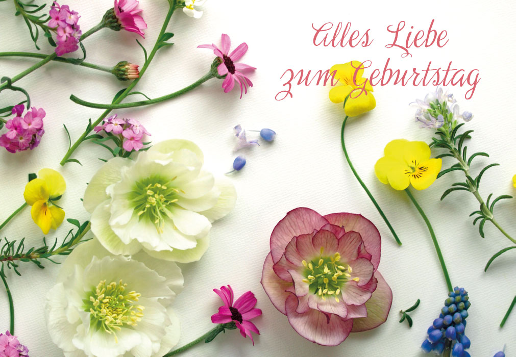 Geburtstag - bunte Blumen auf Tisch