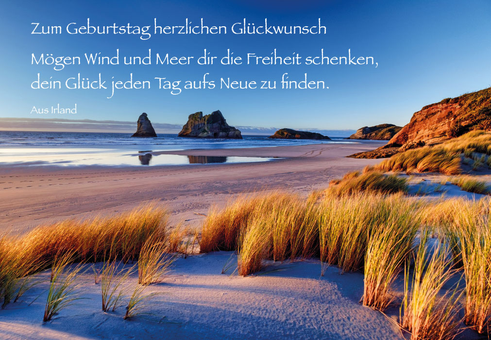 Geburtstag - Dünen, Meer im Sonnenaufgang