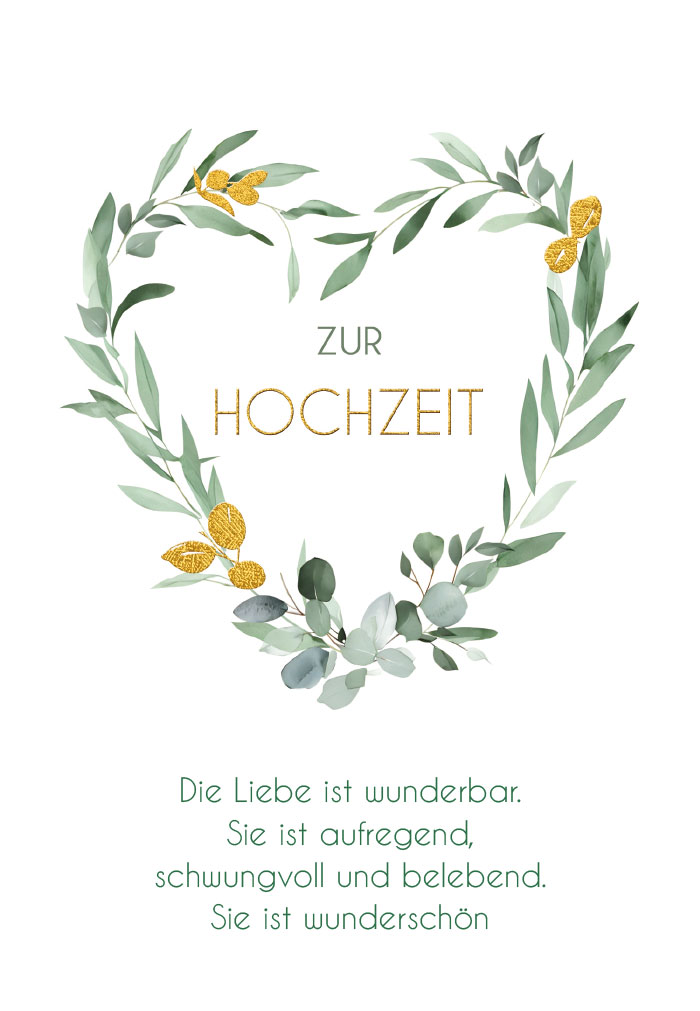 Hochzeit - Herz aus Blumen und Gräsern, gemalt