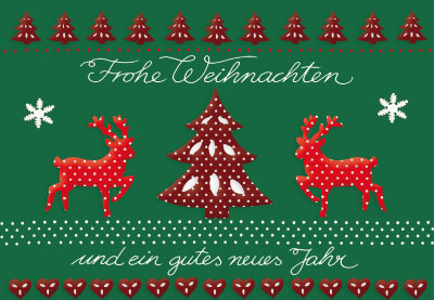Weihnachten - Doppelkarte Rentiere mit Baum