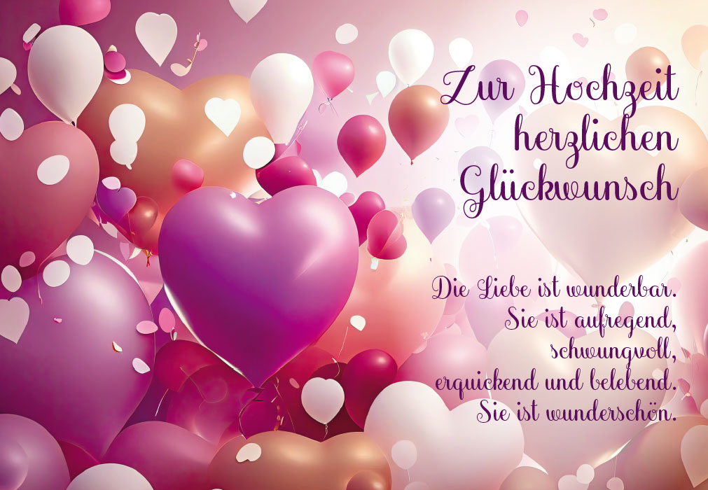 Hochzeit - rot, weiß, gelb, rosa Luftballons, Herz