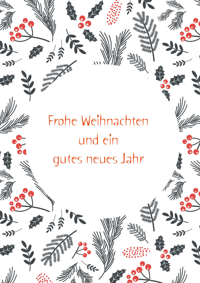 Weihnachten - Kleine Kartengrüße Beeren, Zweige, illustriert