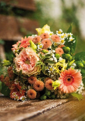 Kleine Kartengrüße - Blumenstrauß mit Gerbera 