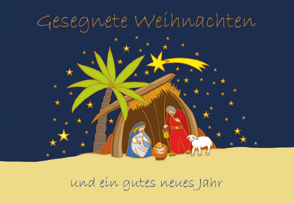 Weihnachten - Weihnachtsstern, Sterne, Krippe, Familie