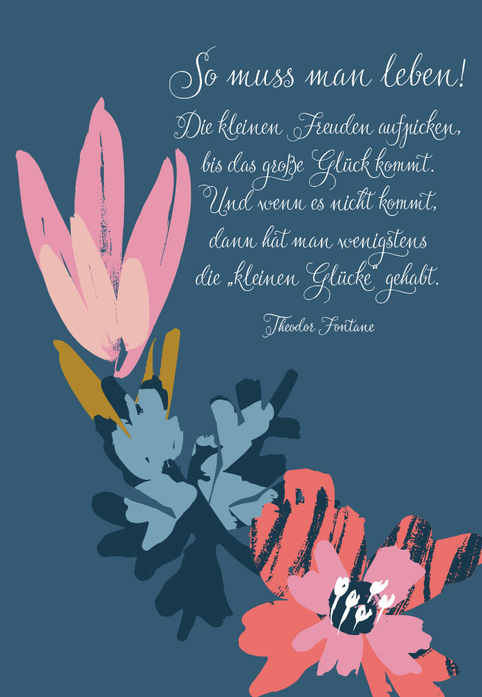 Geburtstag - gemalte Blumen und Spruch