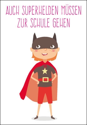 Schulanfang - kleiner Superheld mit Maske, illustriert