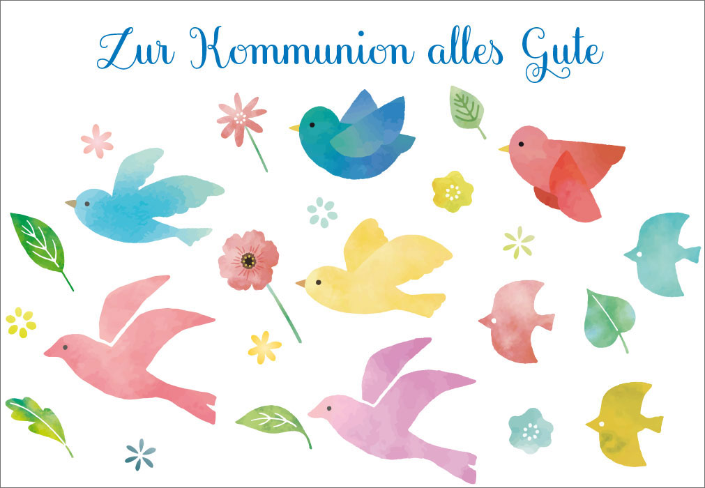 Kommunion - Friedenstauben in verschiedenen Farben