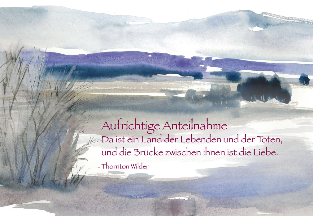 Trauer Doppelkarte -Aquarell, Landschaft