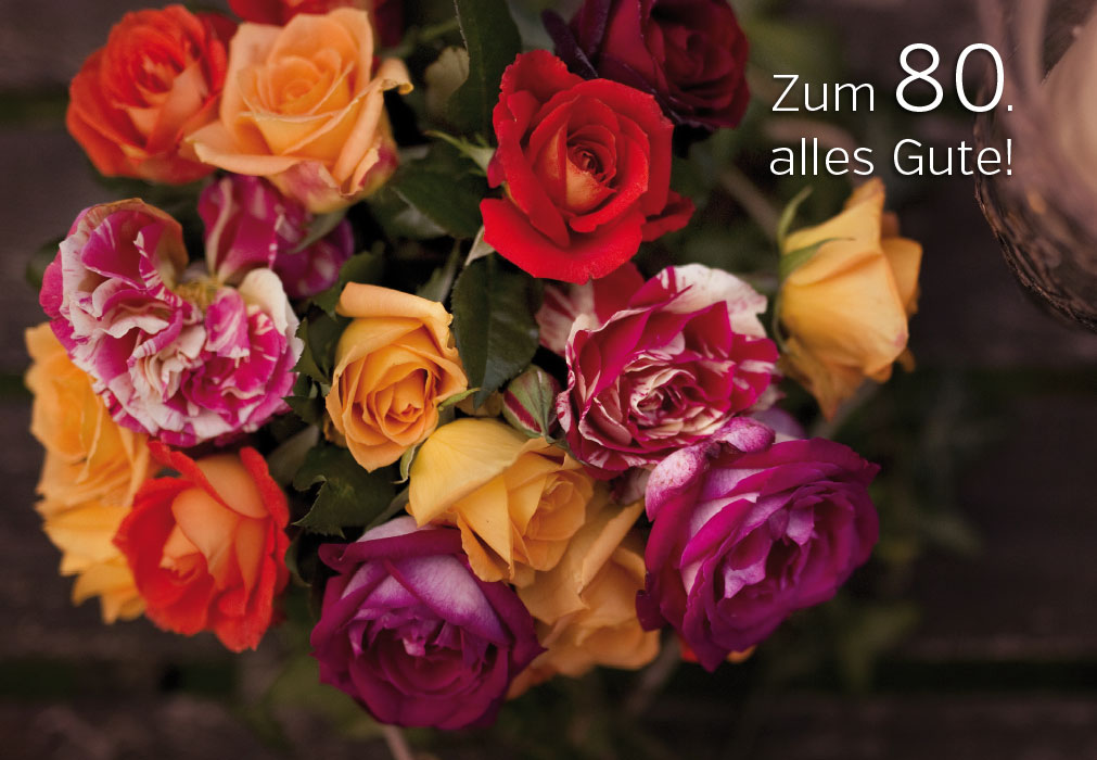 Zahlengeburtstag - orange, rote Rosen