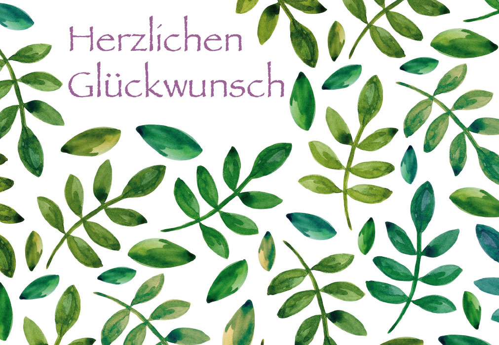 Geburtstag - Handlettering, grüne Blätterzweige