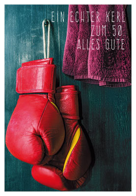 Zahlengeburtstag - Doppelkarte Boxhandschuh 