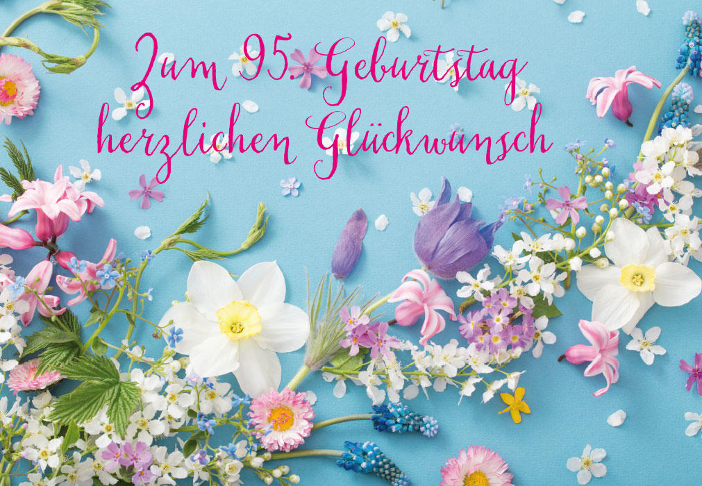 Zahlengeburtstag - Blumenreigen auf blauem Grund