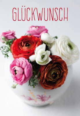 Blumen - rote, rosa, wei?e Blumen in wei?er Vase