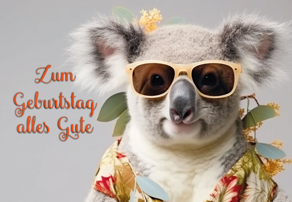 Geburtstag - Koala mit Hawaii Hemd