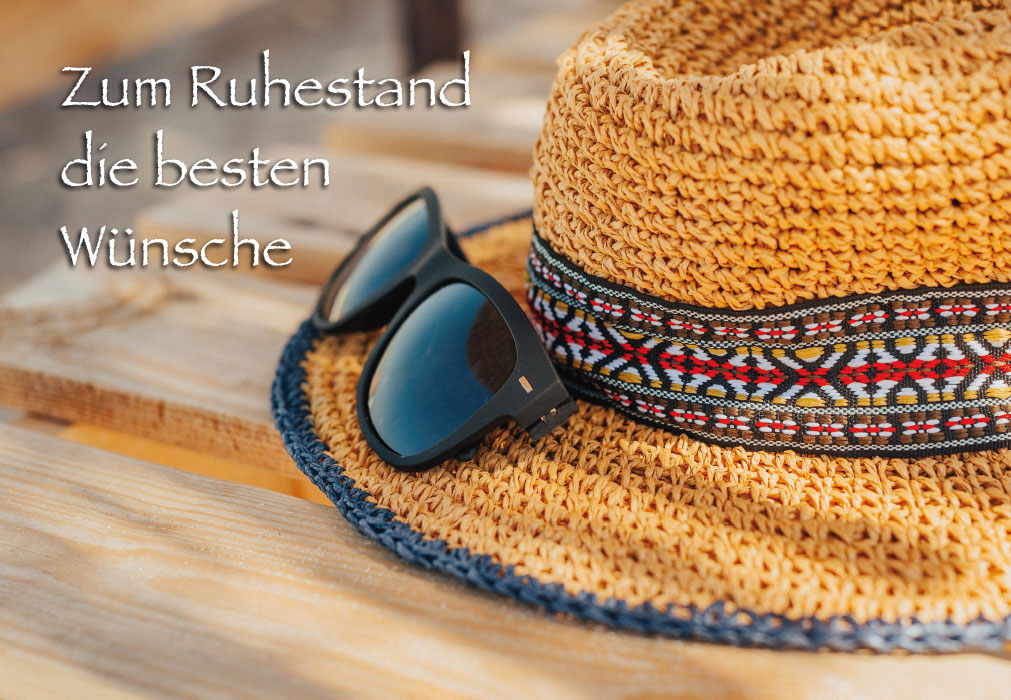 Ruhestand - Sonnenbrille, Sonnenhut - NEU!!!