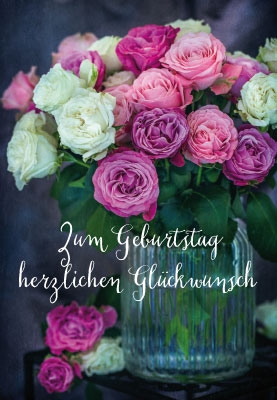 Geburtstag - wei?, rosa, lila Rosen