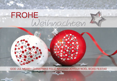 Weihnachten - Doppelkarte Christbaumkugel rot