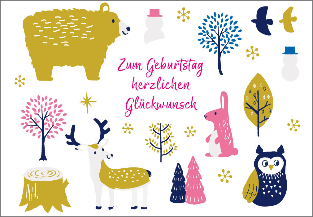 Kindergeburtstag - Tiere des Waldes, illustriert