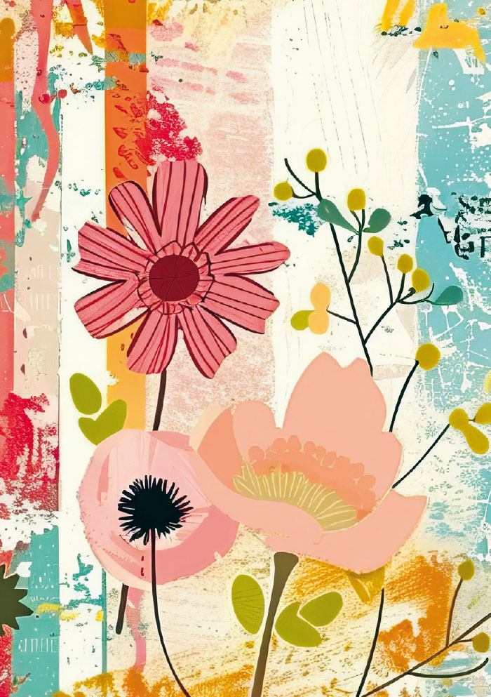 Kleine Kartengrüße -Blumen gemalt