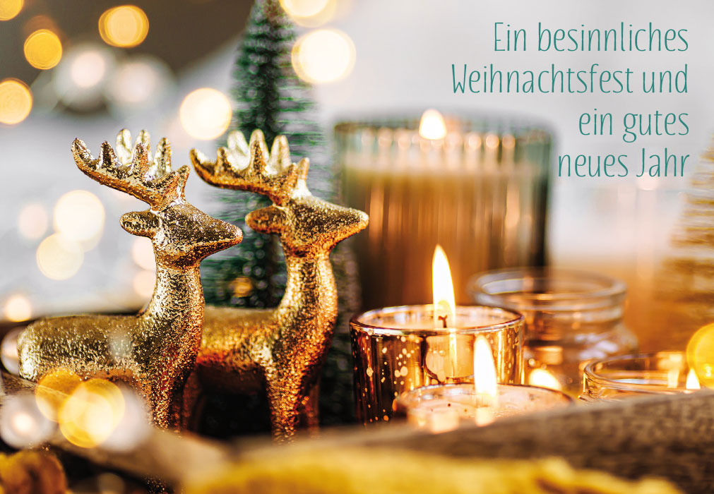 Weihnachten - goldene Hirsche, Teelichter