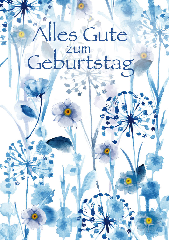 Kleine Kartengrüße - Illustrierte Blüten blau