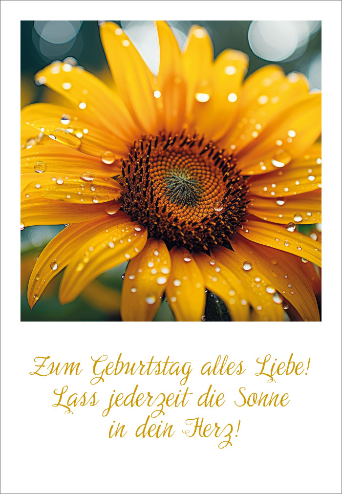 Geburtstag - Sonnenblume mit Tau