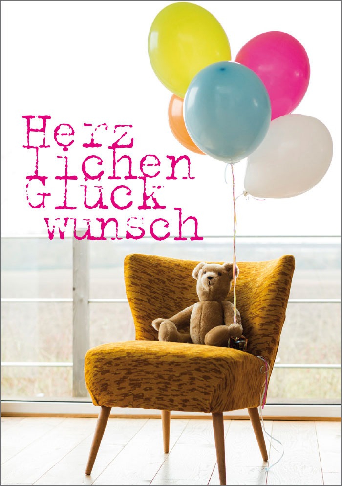 Kleine Kartengrüße - Stuhl mit Teddy - NEU!!!