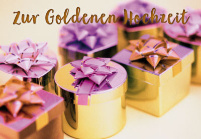Goldhochzeit - Doppelkarte gold, lila Geschenke