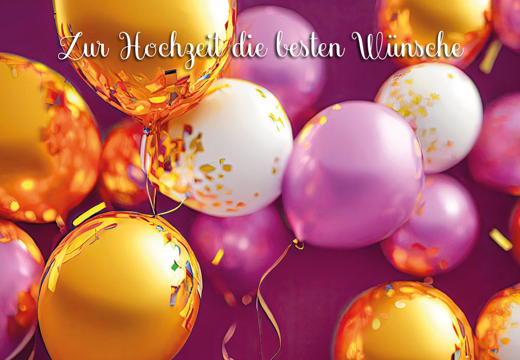 Hochzeit - goldene, lila und weiße Luftballons