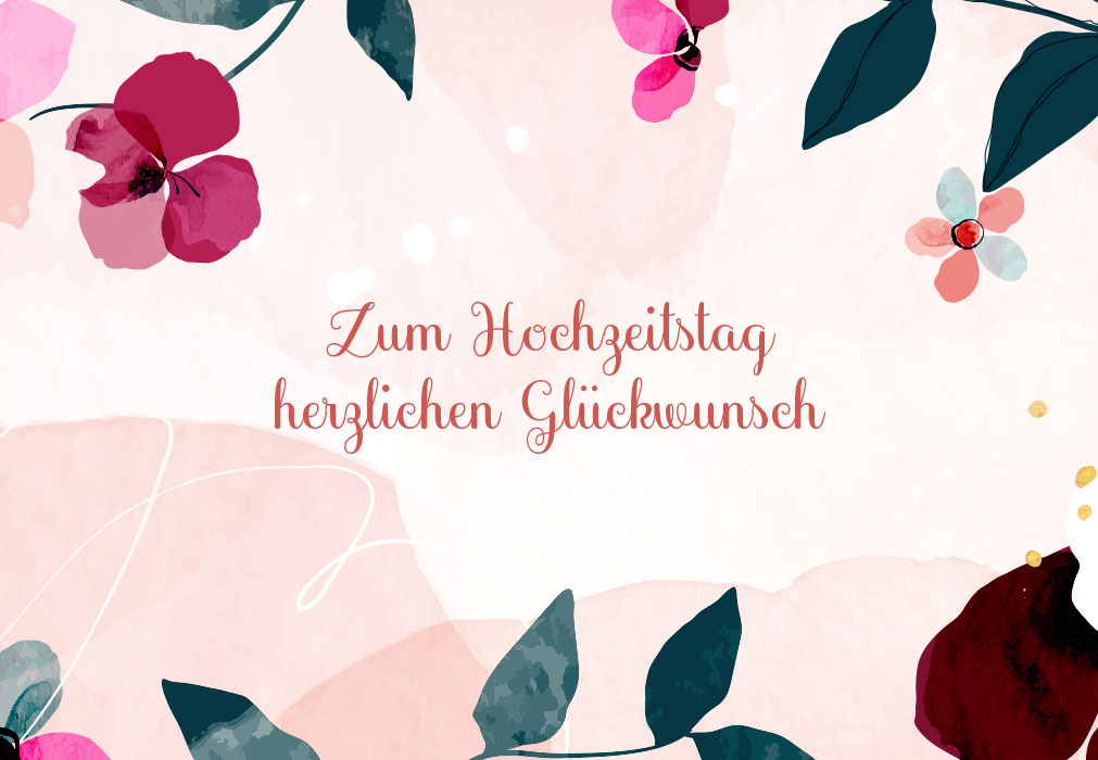 Hochzeitstag - Blumen, Blüten, Blätter, Illustration