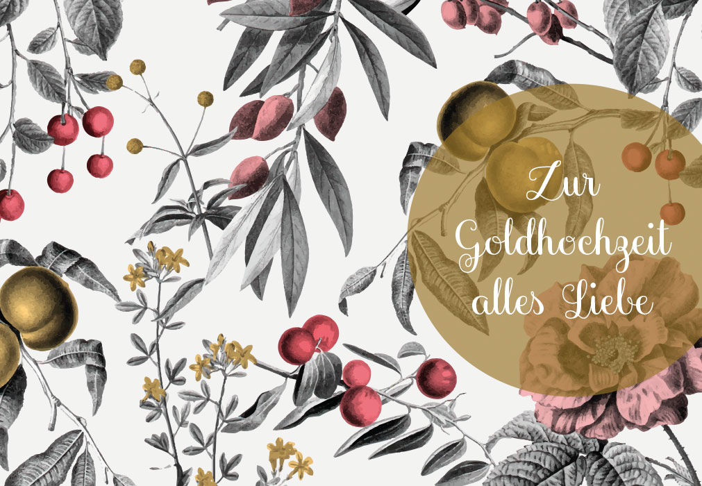 Goldhochzeit - Beeren und Äste, Illustration