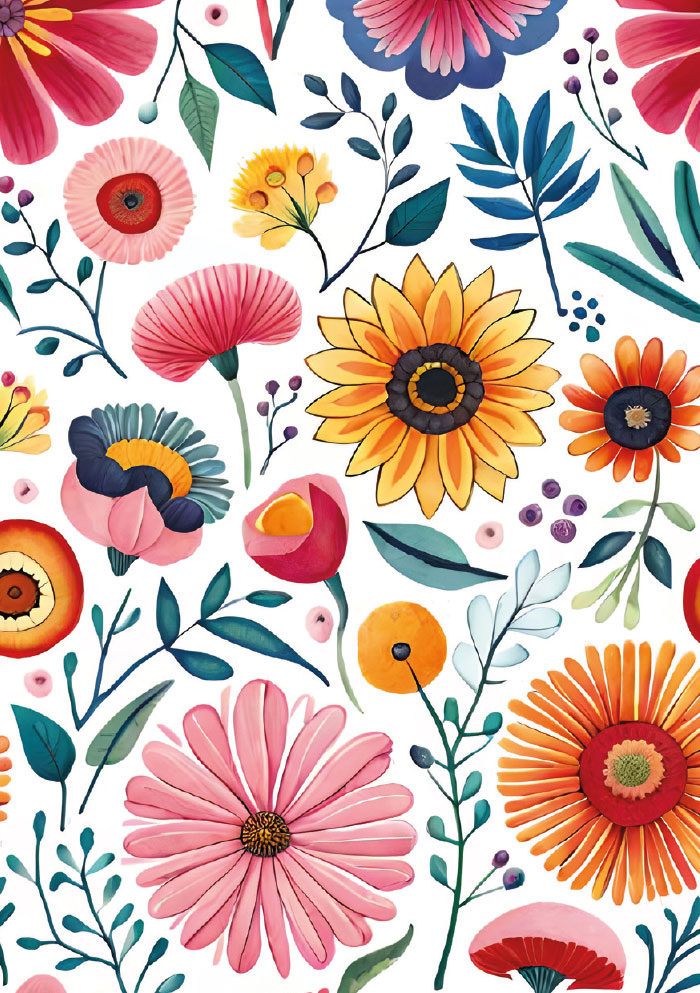 Kleine Kartengrüße -illustrierte Blumen