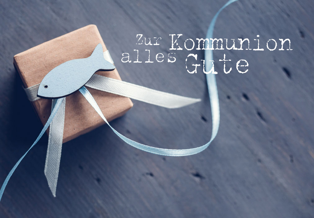 Kommunion - Geschenk, Schleife, Fisch