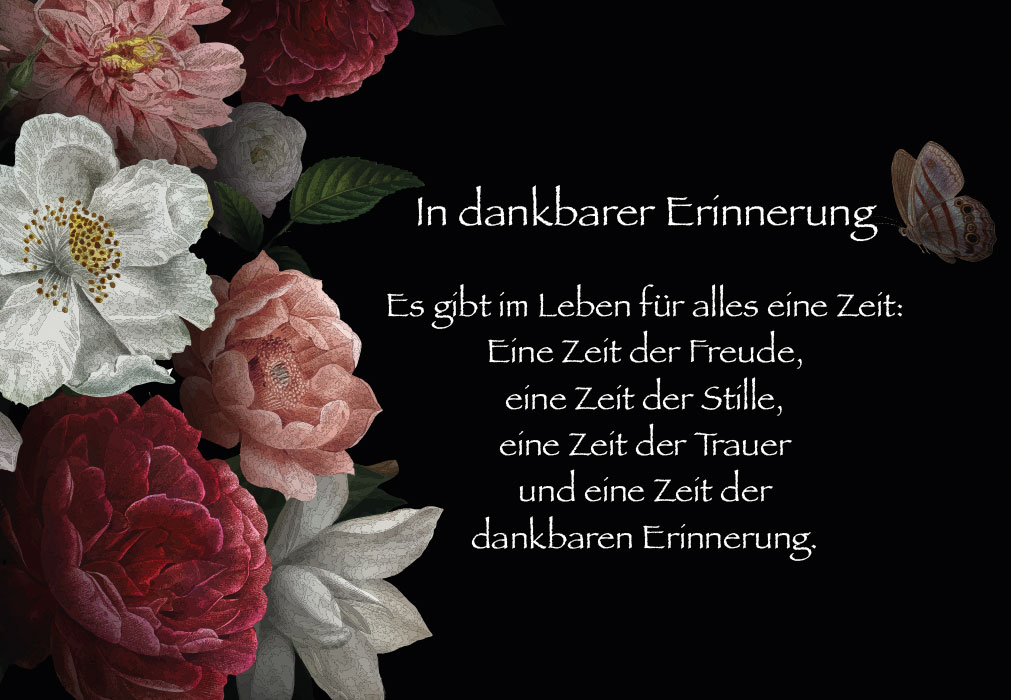 Trauer - Blumenbouquet auf schwarzem Grund