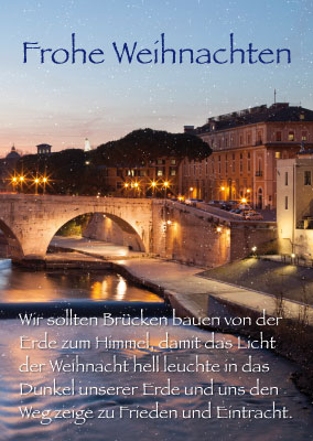Postkarte Weihnachten Brücke über Fluss