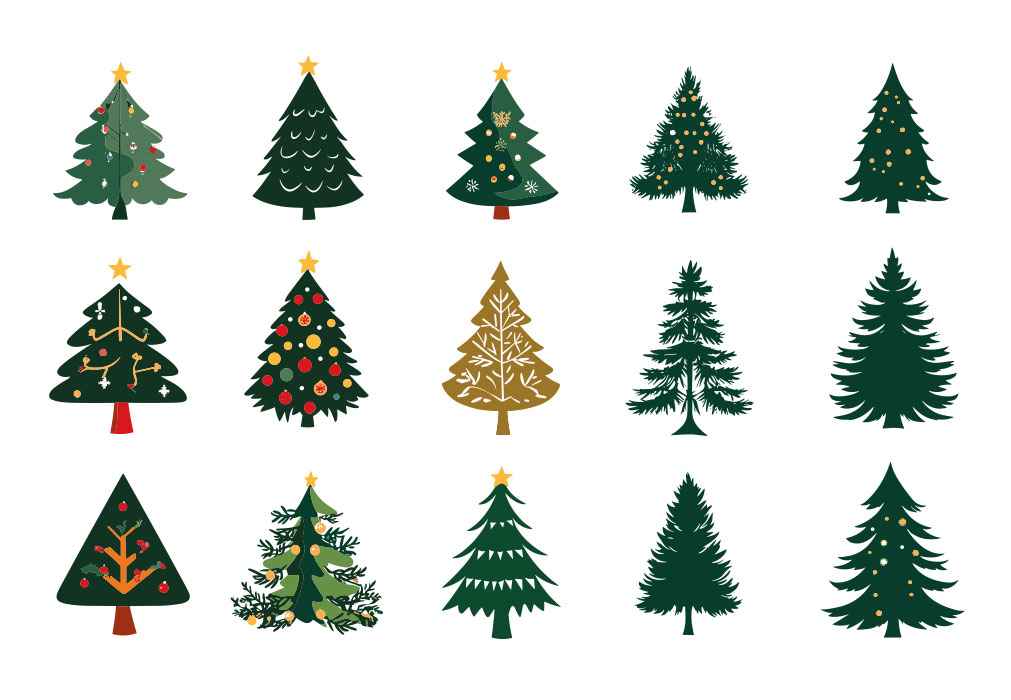 Weihnachten -viele Weihnachtsbäume