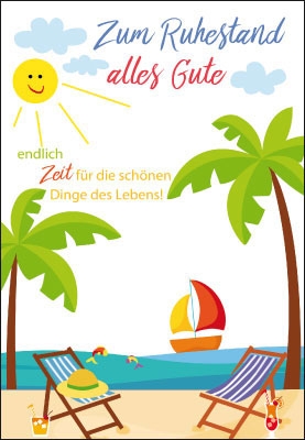 Ruhestand - Palmen, Strand, Sonne, Illustration