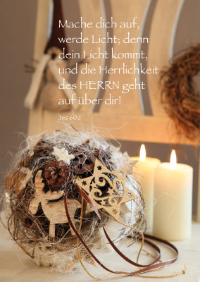 Postkarte - Weihnachten Gesteck und Kerzen