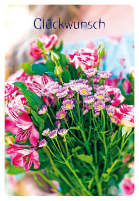 Glücksmomente - Doppelkarte Strauß rosa Blumen