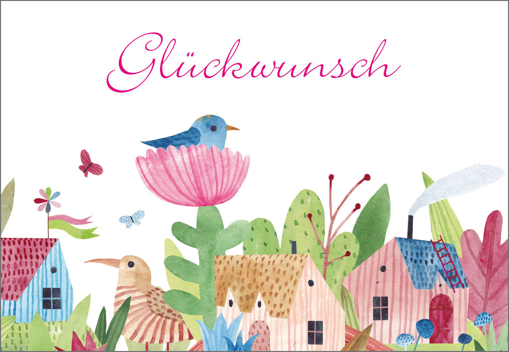 Gl?ckwunsch - Vogel in Blumen, illustriert - NEU!!!