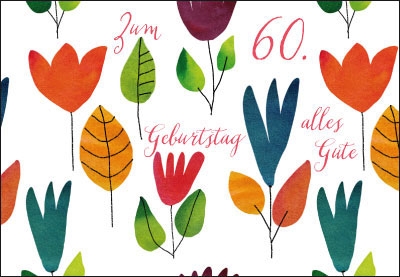 Zahlengeburtstag - viele, bunte Blüten, Illustration