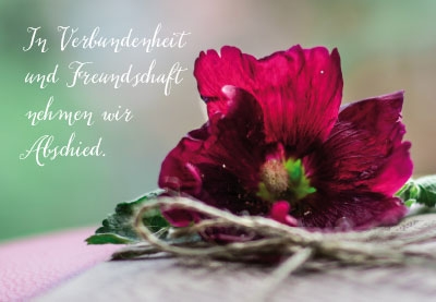 Trauer - rote Bl?te auf Kordel 