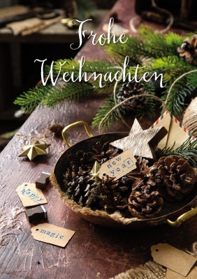 Weihnachten - Kleine Kartengr??e Schale, Zapfen, Stern 