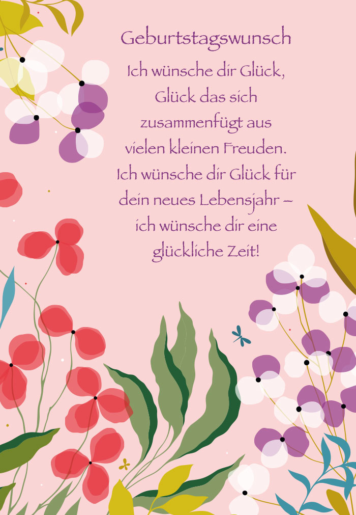 Geburtstag - Blumenmeer auf rosa Hintergrund, Illustration