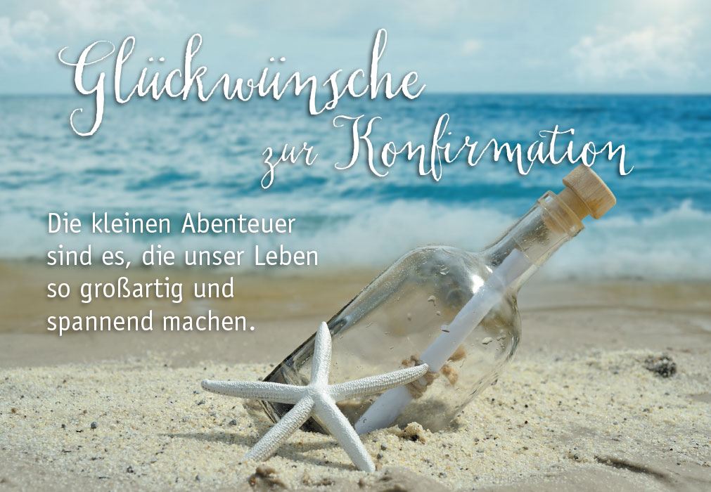 Konfirmation - Flaschenpost, Seestern, Strand